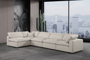 Comfy Beige Linen Textured Fabric Modular Sectional 187Beige-Sec5D Meridian Furniture