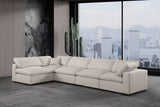 Comfy Beige Linen Textured Fabric Modular Sectional 187Beige-Sec5D Meridian Furniture