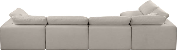 Comfy Beige Linen Textured Fabric Modular Sectional 187Beige-Sec5D Meridian Furniture