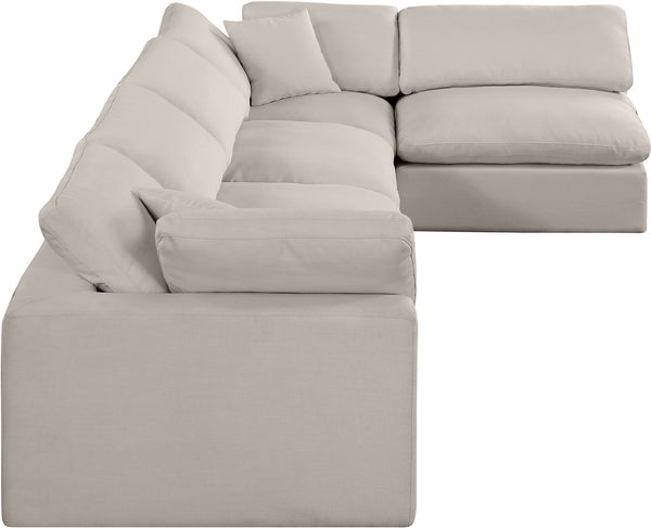Comfy Beige Linen Textured Fabric Modular Sectional 187Beige-Sec5D Meridian Furniture