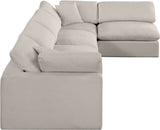 Comfy Beige Linen Textured Fabric Modular Sectional 187Beige-Sec5D Meridian Furniture