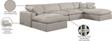 Comfy Beige Linen Textured Fabric Modular Sectional 187Beige-Sec6B Meridian Furniture