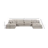 Comfy Beige Linen Textured Fabric Modular Sectional 187Beige-Sec6B Meridian Furniture