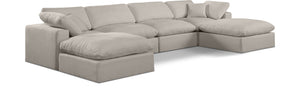 Comfy Beige Linen Textured Fabric Modular Sectional 187Beige-Sec6B Meridian Furniture