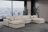 Comfy Beige Linen Textured Fabric Modular Sectional 187Beige-Sec6B Meridian Furniture