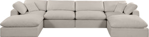 Comfy Beige Linen Textured Fabric Modular Sectional 187Beige-Sec6B Meridian Furniture