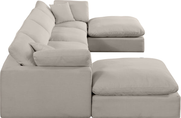 Comfy Beige Linen Textured Fabric Modular Sectional 187Beige-Sec6B Meridian Furniture