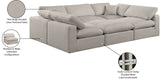 Comfy Beige Linen Textured Fabric Modular Sectional 187Beige-Sec6C Meridian Furniture