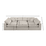 Comfy Beige Linen Textured Fabric Modular Sectional 187Beige-Sec6C Meridian Furniture