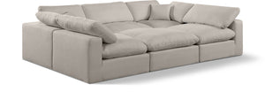 Comfy Beige Linen Textured Fabric Modular Sectional 187Beige-Sec6C Meridian Furniture