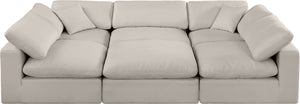 Comfy Beige Linen Textured Fabric Modular Sectional 187Beige-Sec6C Meridian Furniture