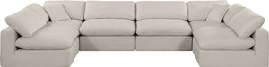 Comfy Beige Linen Textured Fabric Modular Sectional 187Beige-Sec6D Meridian Furniture