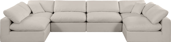 Comfy Beige Linen Textured Fabric Modular Sectional 187Beige-Sec6D Meridian Furniture