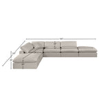 Comfy Beige Linen Textured Fabric Modular Sectional 187Beige-Sec6E Meridian Furniture