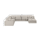 Comfy Beige Linen Textured Fabric Modular Sectional 187Beige-Sec7A Meridian Furniture