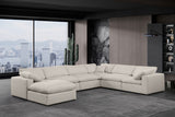 Comfy Beige Linen Textured Fabric Modular Sectional 187Beige-Sec7A Meridian Furniture