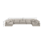 Comfy Beige Linen Textured Fabric Modular Sectional 187Beige-Sec7B Meridian Furniture