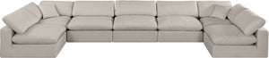Comfy Beige Linen Textured Fabric Modular Sectional 187Beige-Sec7B Meridian Furniture