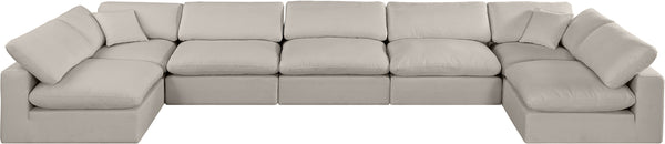 Comfy Beige Linen Textured Fabric Modular Sectional 187Beige-Sec7B Meridian Furniture