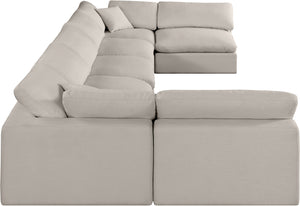Comfy Beige Linen Textured Fabric Modular Sectional 187Beige-Sec7B Meridian Furniture