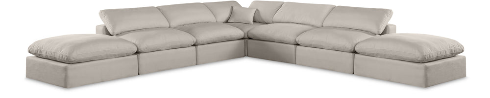 Comfy Beige Linen Textured Fabric Modular Sectional 187Beige-Sec7C Meridian Furniture