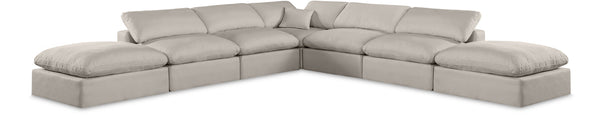 Comfy Beige Linen Textured Fabric Modular Sectional 187Beige-Sec7C Meridian Furniture
