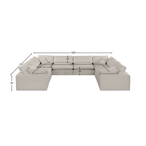 Comfy Beige Linen Textured Fabric Modular Sectional 187Beige-Sec8A Meridian Furniture