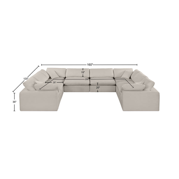 Comfy Beige Linen Textured Fabric Modular Sectional 187Beige-Sec8A Meridian Furniture