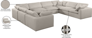 Comfy Beige Linen Textured Fabric Modular Sectional 187Beige-Sec8A Meridian Furniture