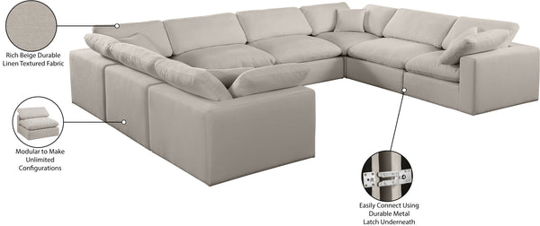Comfy Beige Linen Textured Fabric Modular Sectional 187Beige-Sec8A Meridian Furniture