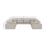 Comfy Beige Linen Textured Fabric Modular Sectional 187Beige-Sec8A Meridian Furniture