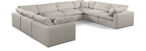 Comfy Beige Linen Textured Fabric Modular Sectional 187Beige-Sec8A Meridian Furniture