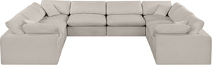 Comfy Beige Linen Textured Fabric Modular Sectional 187Beige-Sec8A Meridian Furniture