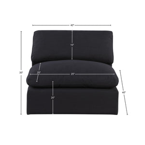 Comfy Black Linen Textured Fabric Modular Armless Chair 187Black-Armless Meridian Furniture