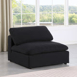 Comfy Black Linen Textured Fabric Modular Armless Chair 187Black-Armless Meridian Furniture