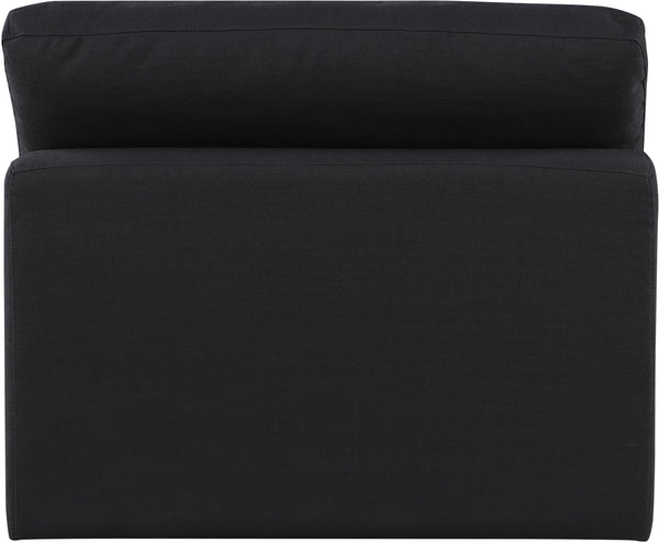 Comfy Black Linen Textured Fabric Modular Armless Chair 187Black-Armless Meridian Furniture