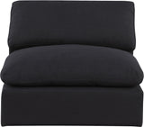 Comfy Black Linen Textured Fabric Modular Armless Chair 187Black-Armless Meridian Furniture