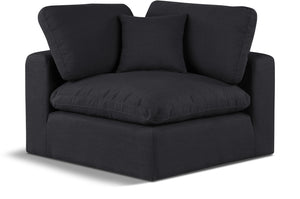 Comfy Black Linen Textured Fabric Modular Corner Chair 187Black-Corner Meridian Furniture
