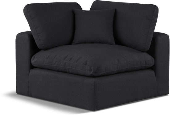 Comfy Black Linen Textured Fabric Modular Corner Chair 187Black-Corner Meridian Furniture