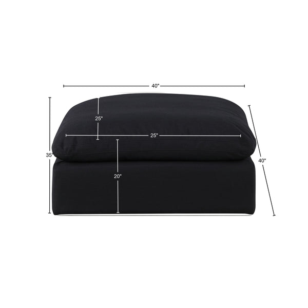 Comfy Black Linen Textured Fabric Modular Ottoman 187Black-Ott Meridian Furniture