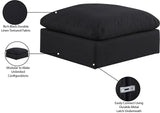 Comfy Black Linen Textured Fabric Modular Ottoman 187Black-Ott Meridian Furniture