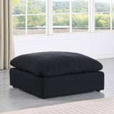 Comfy Black Linen Textured Fabric Modular Ottoman 187Black-Ott Meridian Furniture