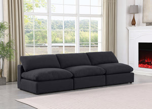 Comfy Black Linen Textured Fabric Modular Sofa 187Black-S117 Meridian Furniture