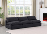 Comfy Black Linen Textured Fabric Modular Sofa 187Black-S117 Meridian Furniture