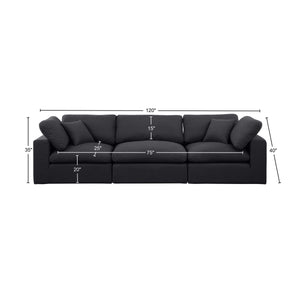 Comfy Black Linen Textured Fabric Modular Sofa 187Black-S119 Meridian Furniture