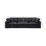 Comfy Black Linen Textured Fabric Modular Sofa 187Black-S119 Meridian Furniture