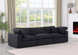 Comfy Black Linen Textured Fabric Modular Sofa 187Black-S119 Meridian Furniture