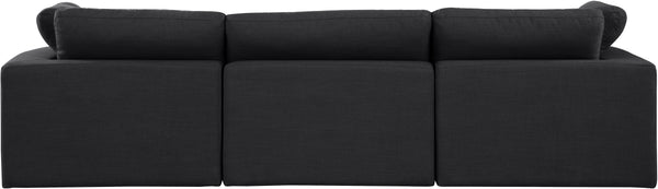Comfy Black Linen Textured Fabric Modular Sofa 187Black-S119 Meridian Furniture