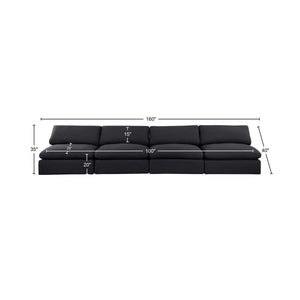 Comfy Black Linen Textured Fabric Modular Sofa 187Black-S156 Meridian Furniture