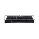 Comfy Black Linen Textured Fabric Modular Sofa 187Black-S156 Meridian Furniture